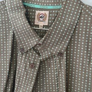 Cinch Brown Shirt with Blue Accents